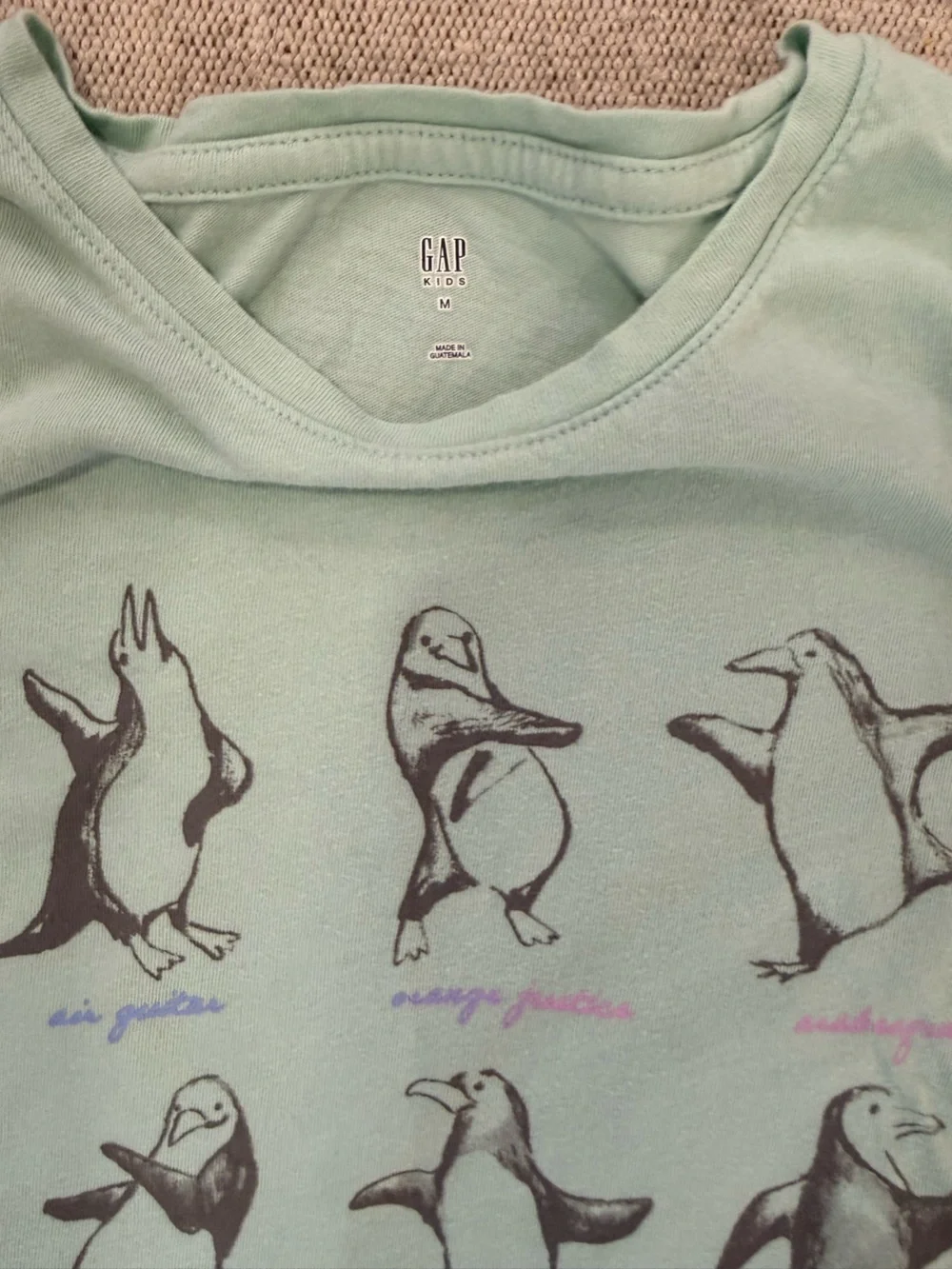 Gap Kids Long-Sleeve Penguin Graphic Tee - Light Aqua
